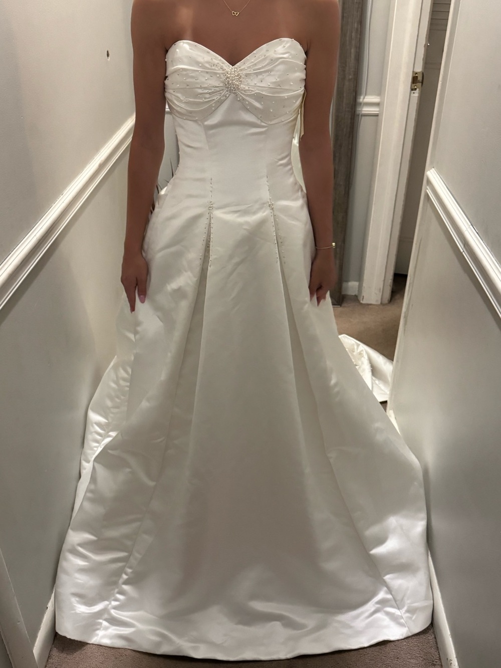 Maggie Sottero White Pleated Sweatheart Gown